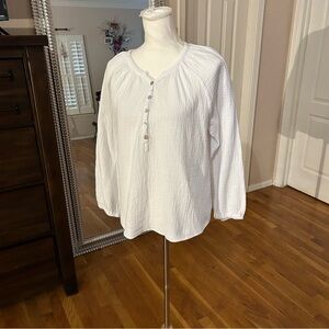 Joie White Cotton Long Sleeve Boho Blouse Women’s Large